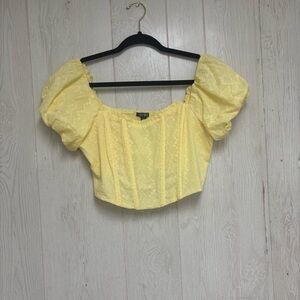 Wild Fable Size M Yellow Puff Sleeve Top